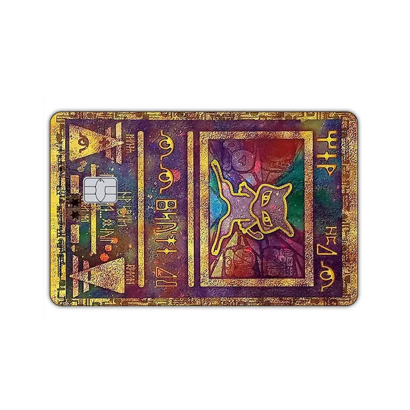 2PCS PTCG Credit Card Stickers Anti-degaussing Pocket Monsters Mew Series VISA Card for Bus Bank Debit Card Anime Boy Toys 14+y