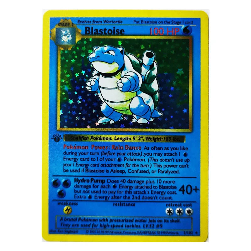 Pokemon Collection Cards 1996 1st Edition Flash Cards Charizard Blastoise DIY Game PTCG Game Anime Self Made Cards Gift Toys