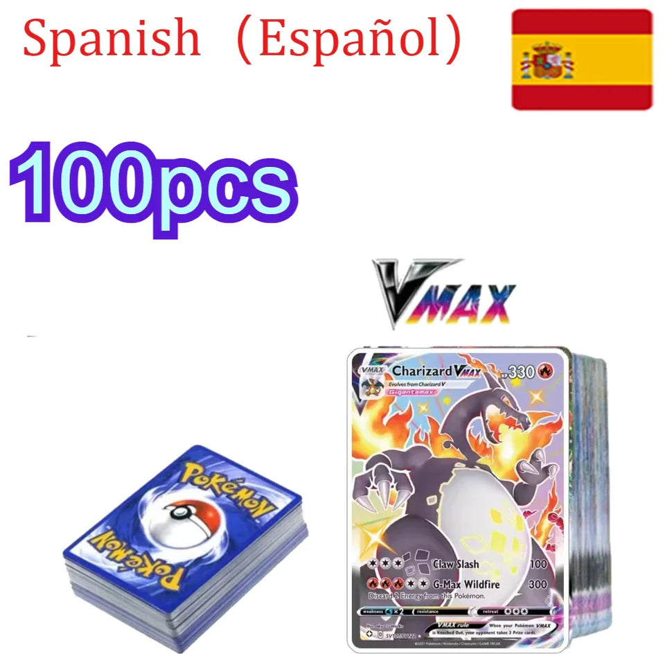 54-200Pcs Pokemons French English German Korean Spanish Cards Pokemons Card Charizard Pikachu GX V VSTAR VMAX Battle Game Cards