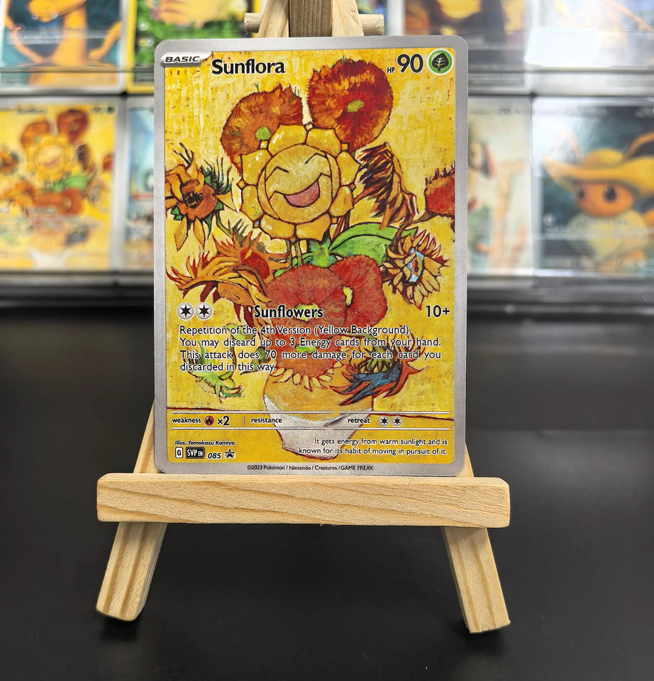 Van Gogh Museum Pokemon Cards PTCG Anime Pikachu Mew Charizard Eevee RARE Self Made Single Cards Classic Game Anime Cards Gift