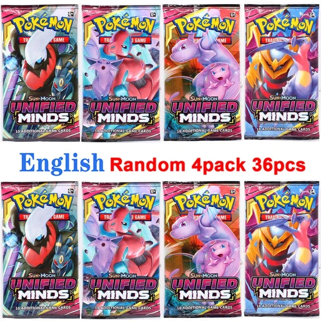 4 Pack Pokemon Cards 151 Team up Sun & Moon Thunder English Trading Card Game Evolutions Booster Collectible Kids Toys Gifts