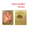 10-110Pcs Pokemon Cards Gold Foil Golden Letters English Spanish French German Game Card Metalicas Charizard Vmax Gx Series Gift