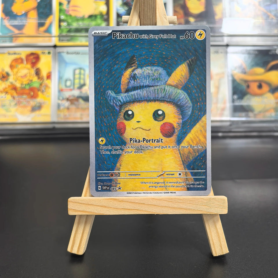 Van Gogh Museum Pokemon Cards PTCG Anime Pikachu Mew Charizard Eevee RARE Self Made Single Cards Classic Game Anime Cards Gift