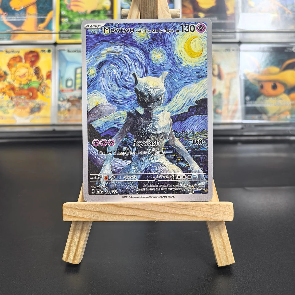 Van Gogh Museum Pokemon Cards PTCG Anime Pikachu Mew Charizard Eevee RARE Self Made Single Cards Classic Game Anime Cards Gift