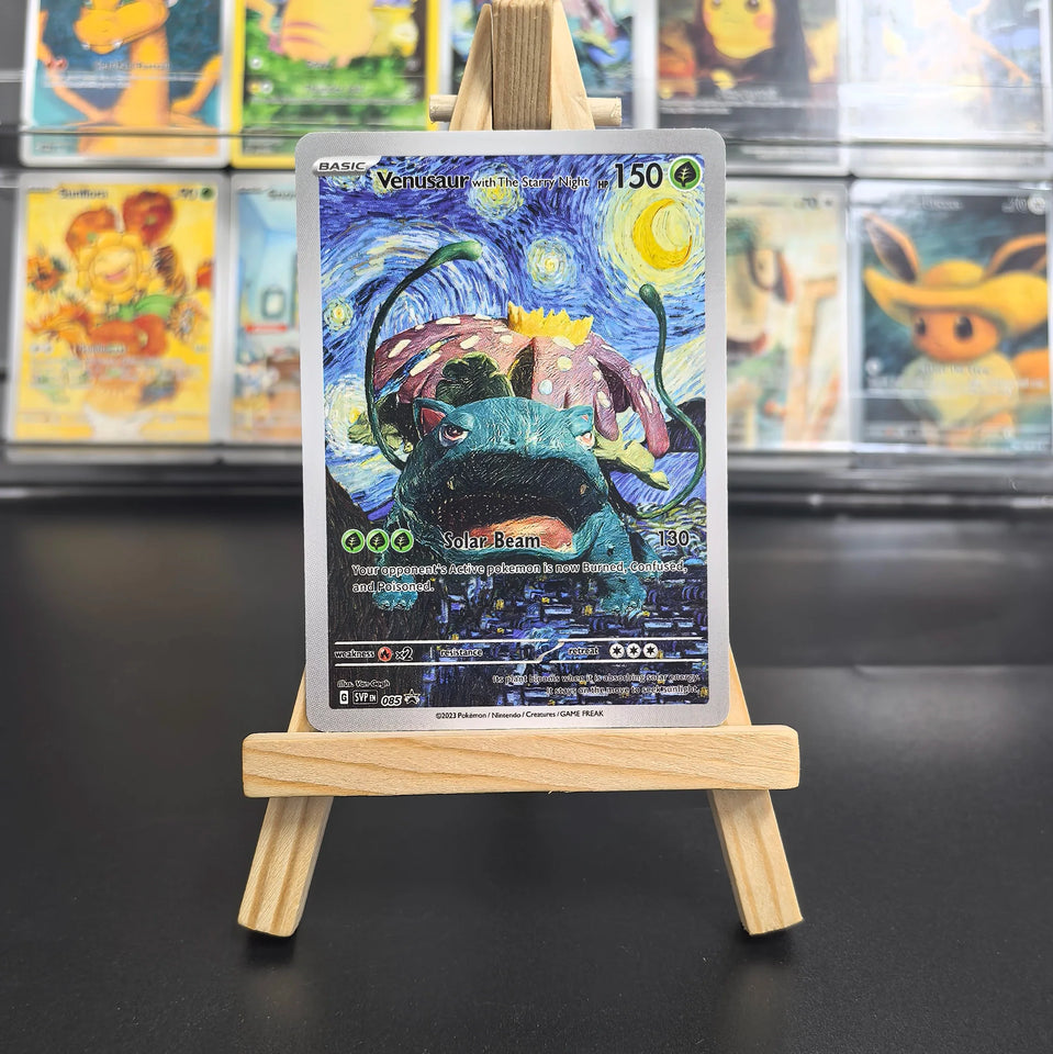 Van Gogh Museum Pokemon Cards PTCG Anime Pikachu Mew Charizard Eevee RARE Self Made Single Cards Classic Game Anime Cards Gift