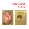 10-110Pcs Pokemon Cards Gold Foil Golden Letters English Spanish French German Game Card Metalicas Charizard Vmax Gx Series Gift
