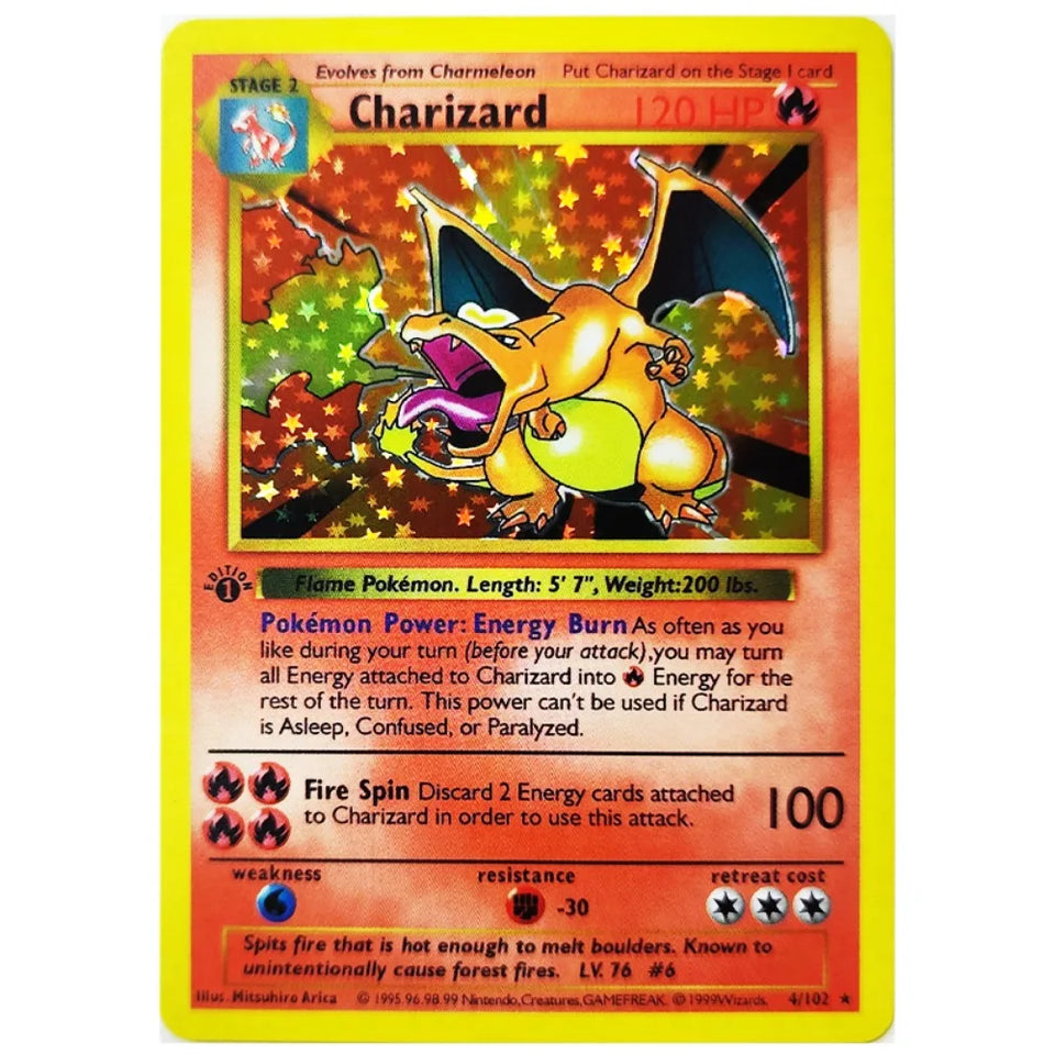 Pokemon Collection Cards 1996 1st Edition Flash Cards Charizard Blastoise DIY Game PTCG Game Anime Self Made Cards Gift Toys
