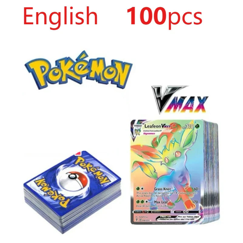 100Pcs New English French Spanish Pokemon Cards V GX VMAX TAG TEAM Game Battle Shining Card Collection Card Toys Gifts