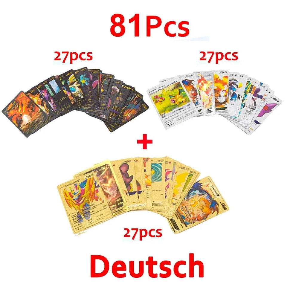 Pokemon Cards Vmax GX Gold Foil Flash Card English Spanish Colorful Pikachu Charizard French German Game Battle Collection Cards