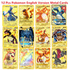 Pokemon English Metal Card Anime Pikachu Charizard Mewtwo Blastoise  Vmax Shiny Letters Game Collection Card Kids Toy Gifts