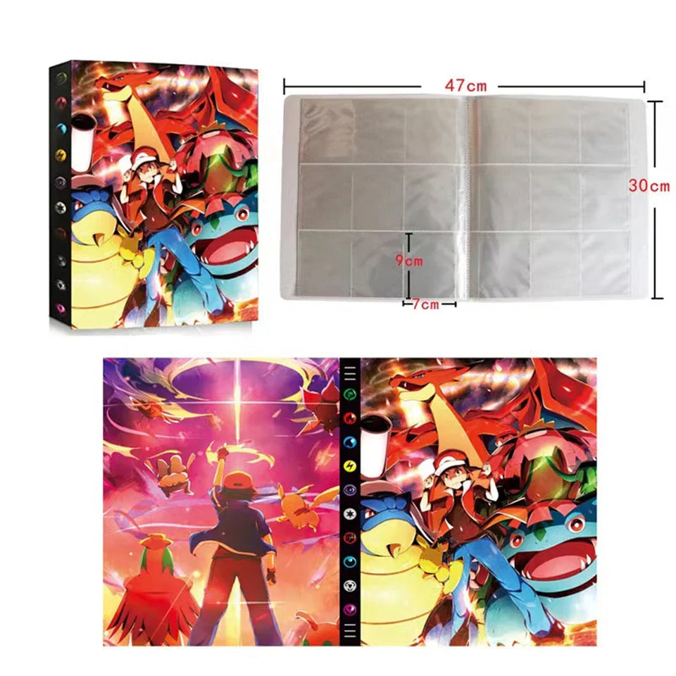 Cartoon Album 240/540Pcs Card Book Protector Charizard Map Letters Holder Binder Cartoon VMAX GX EX Game Cards Collection Folder