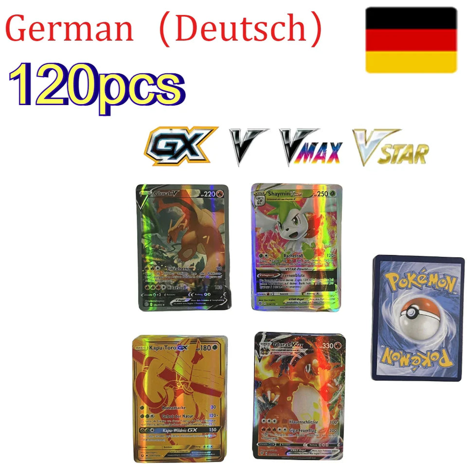 54-200Pcs Pokemons French English German Korean Spanish Cards Pokemons Card Charizard Pikachu GX V VSTAR VMAX Battle Game Cards
