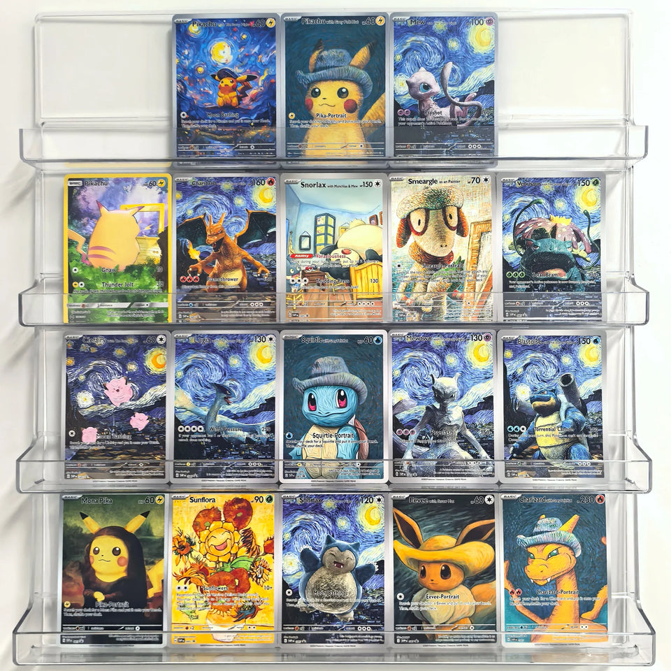 Van Gogh Museum Pokemon Cards PTCG Anime Pikachu Mew Charizard Eevee RARE Self Made Single Cards Classic Game Anime Cards Gift
