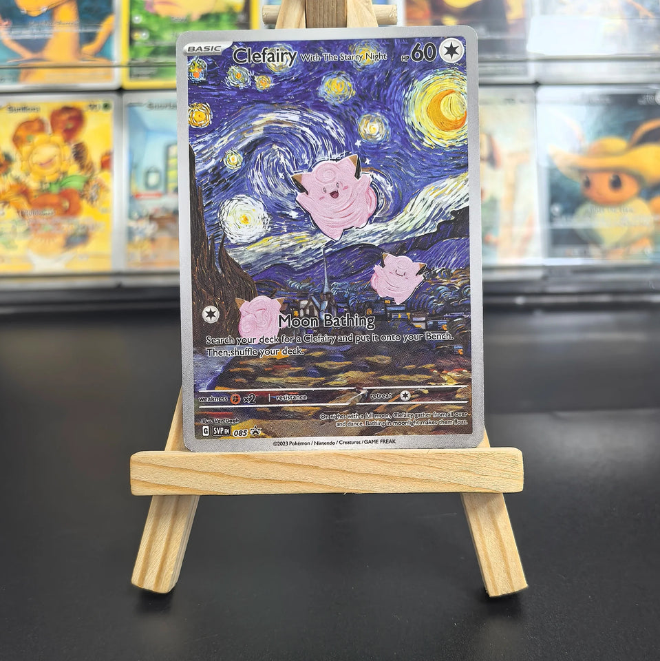 Van Gogh Museum Pokemon Cards PTCG Anime Pikachu Mew Charizard Eevee RARE Self Made Single Cards Classic Game Anime Cards Gift