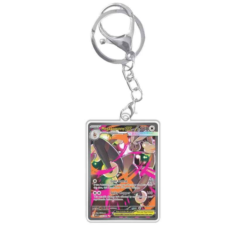 Keychain Card For Pokemon Mega Charizard Meowth Dawn M2 Phantasmal Flames Anime Game Self Made Acrylic Gift Pendant Decoration