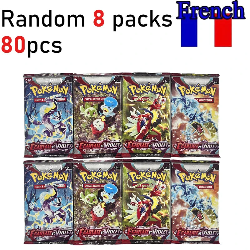 (French Version)360Pcs Pokémon Scarlet & Violet 151 Prismatic Evolutions Booster Packs Battle Trading Game Cards Children Gift