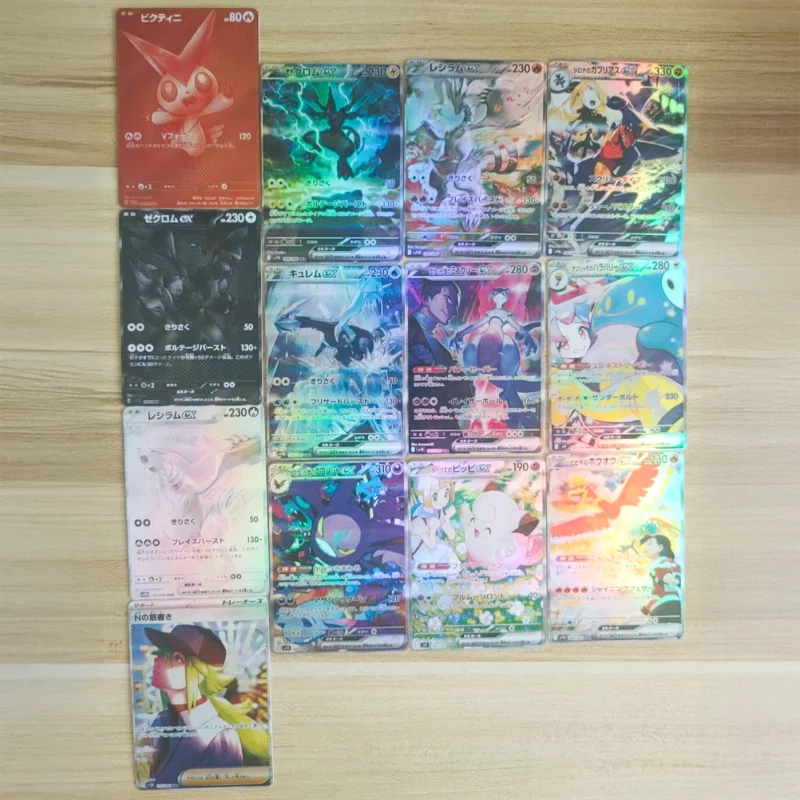 43Pcs/set Pokemon Card PTCG Zekrom Reshiram Victini Charizard Lillie Mew Greninja SV11W 11B Self Made Anime Game Collection Gift