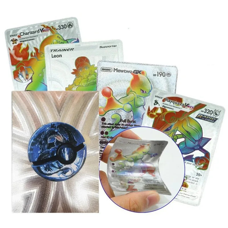 Pokemon Cards Vmax GX Gold Foil Flash Card English Spanish Colorful Pikachu Charizard French German Game Battle Collection Cards