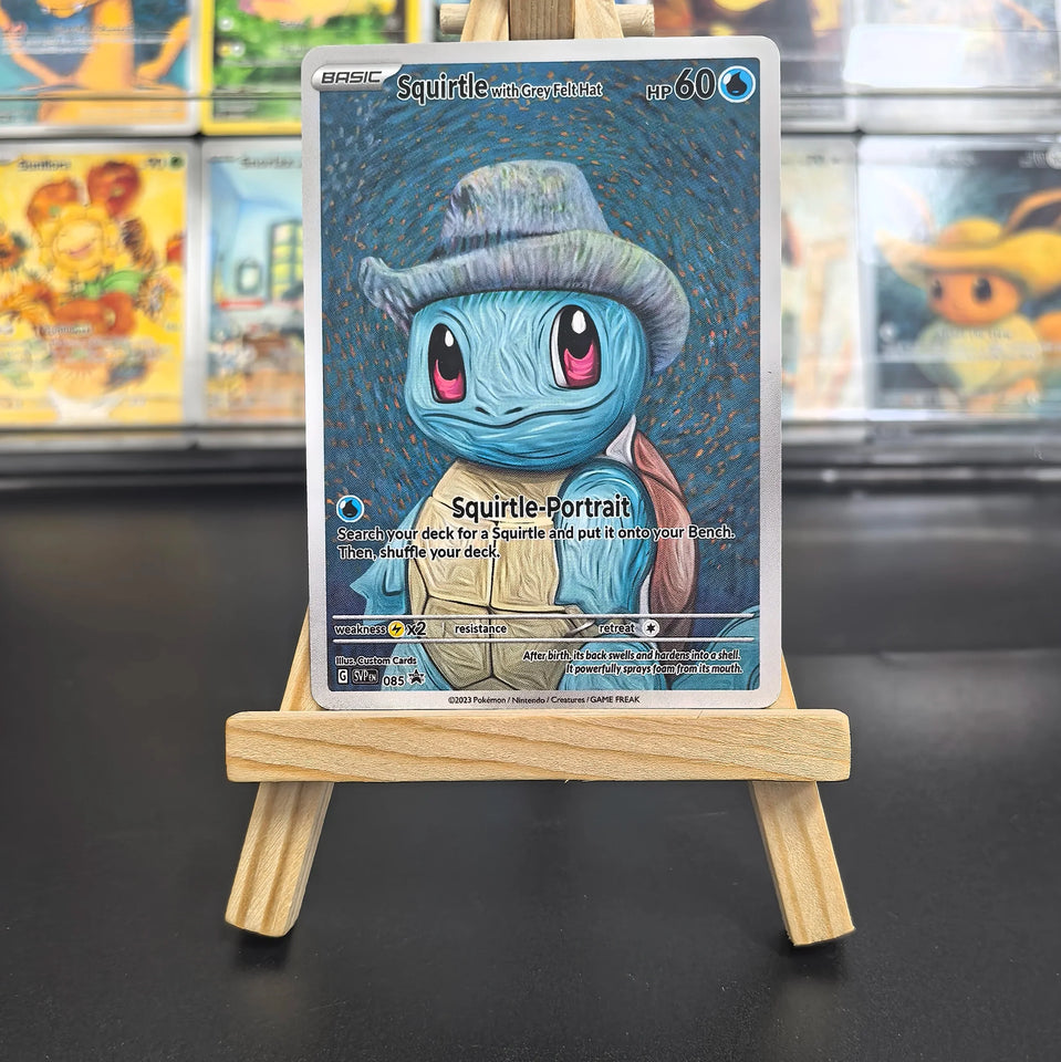 Van Gogh Museum Pokemon Cards PTCG Anime Pikachu Mew Charizard Eevee RARE Self Made Single Cards Classic Game Anime Cards Gift