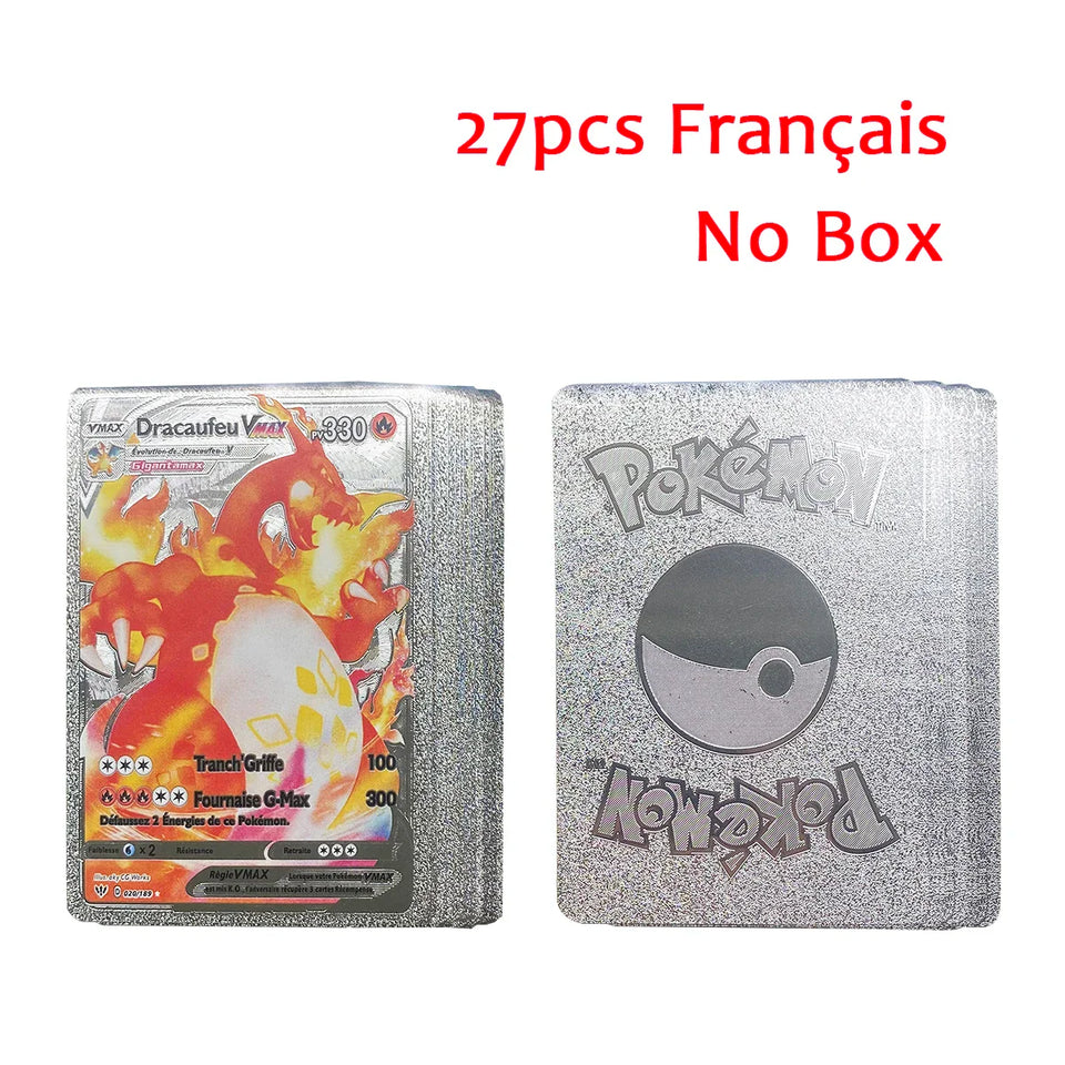 10-110Pcs Pokemon Cards Gold Foil Golden Letters English Spanish French German Game Card Metalicas Charizard Vmax Gx Series Gift