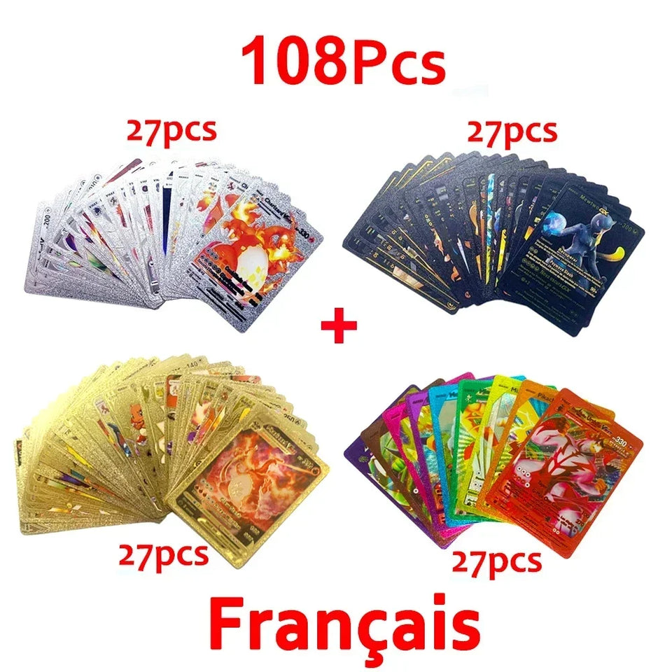 30-165pcs Gold Pokemon Colorful Card Set Black Vmax Vstar Sliver GX Box Pikachu Carta Charizard German French Spanish Game Cards