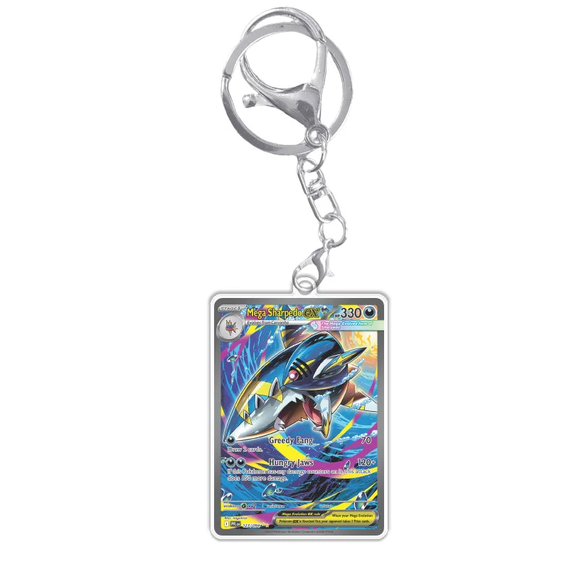 Keychain Card For Pokemon Mega Charizard Meowth Dawn M2 Phantasmal Flames Anime Game Self Made Acrylic Gift Pendant Decoration