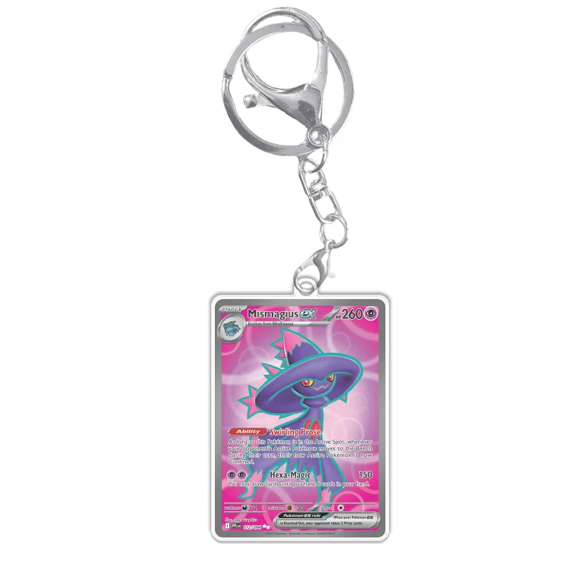 Keychain Card For Pokemon Mega Charizard Meowth Dawn M2 Phantasmal Flames Anime Game Self Made Acrylic Gift Pendant Decoration