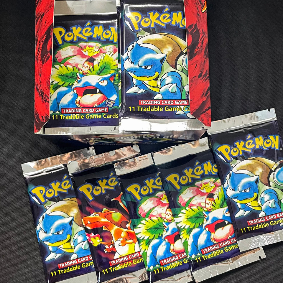 PTCG Cards English Booster Pack Art RARE THIN FONT Wrappers | Unlimited Ed. BASE SET Whole Box PKM DIY Card