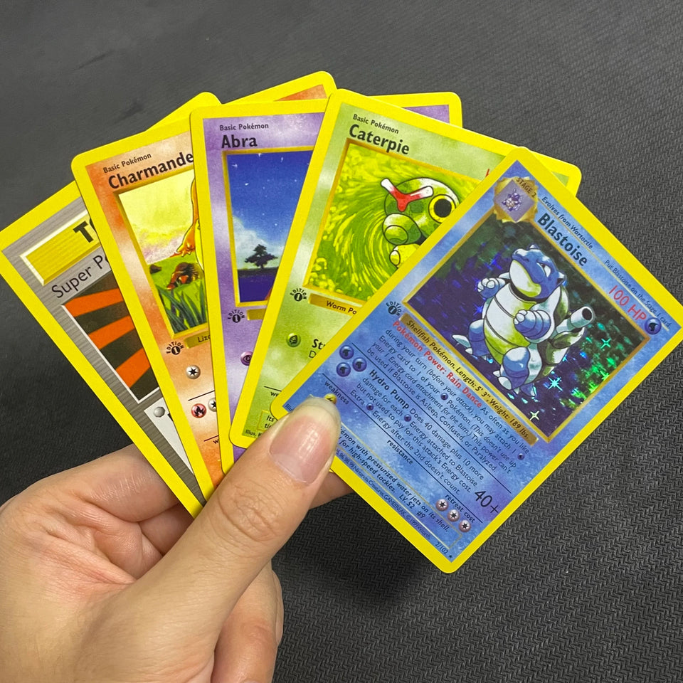 PKM Card English 1ST Ed Base Set Packs - Charizard Blastoise Venusaur Light (X1) (X3) (X5) RARE Art Set TCG Tradable Game Cards