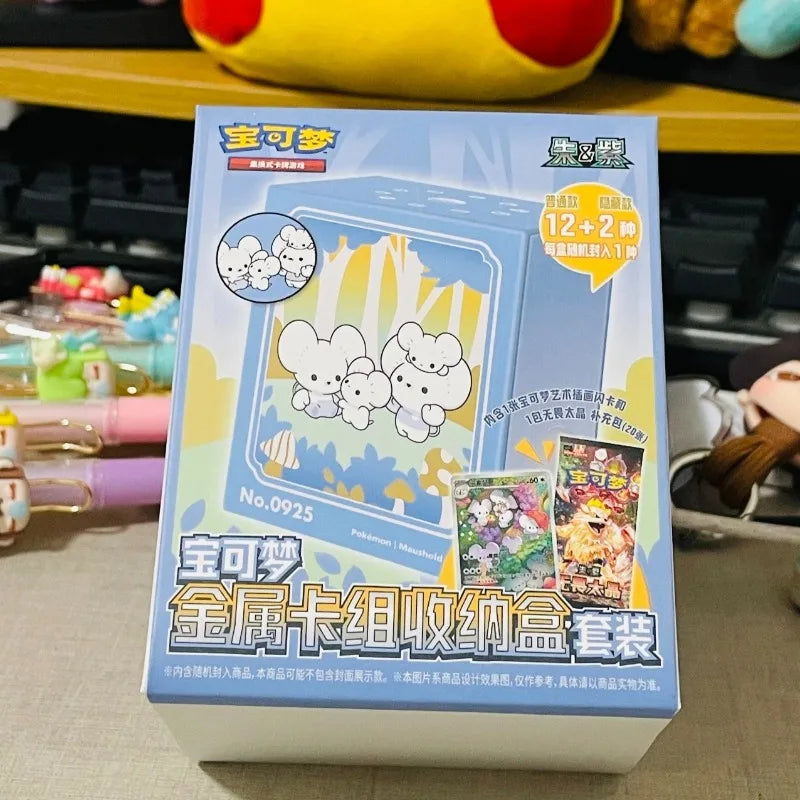 100%Original Pokemon PTCG Scarlet&Violet Metal Card Storage Box Collected 151 Trading Simplified Chinese Collectible Toy Gifts