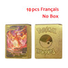 10-110Pcs Pokemon Cards Gold Foil Golden Letters English Spanish French German Game Card Metalicas Charizard Vmax Gx Series Gift
