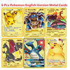 Pokemon English Metal Card Anime Pikachu Charizard Mewtwo Blastoise  Vmax Shiny Letters Game Collection Card Kids Toy Gifts