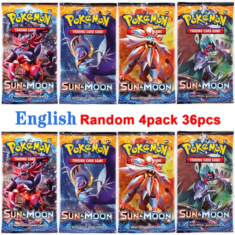 4 Pack Pokemon Cards 151 Team up Sun & Moon Thunder English Trading Card Game Evolutions Booster Collectible Kids Toys Gifts