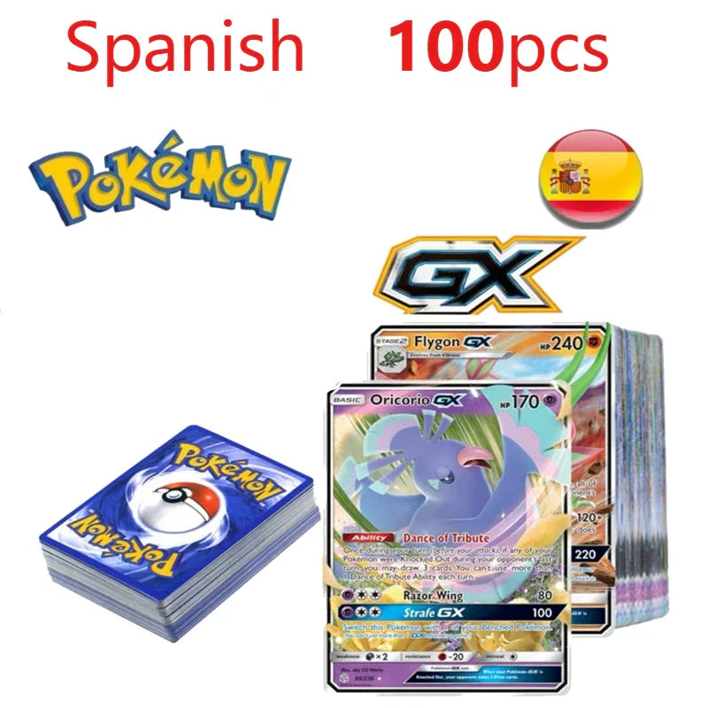 100Pcs New English French Spanish Pokemon Cards V GX VMAX TAG TEAM Game Battle Shining Card Collection Card Toys Gifts