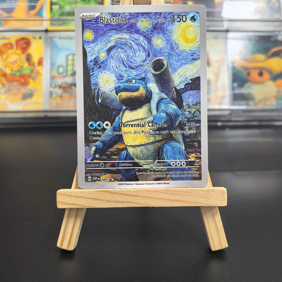 Van Gogh Museum Pokemon Cards PTCG Anime Pikachu Mew Charizard Eevee RARE Self Made Single Cards Classic Game Anime Cards Gift