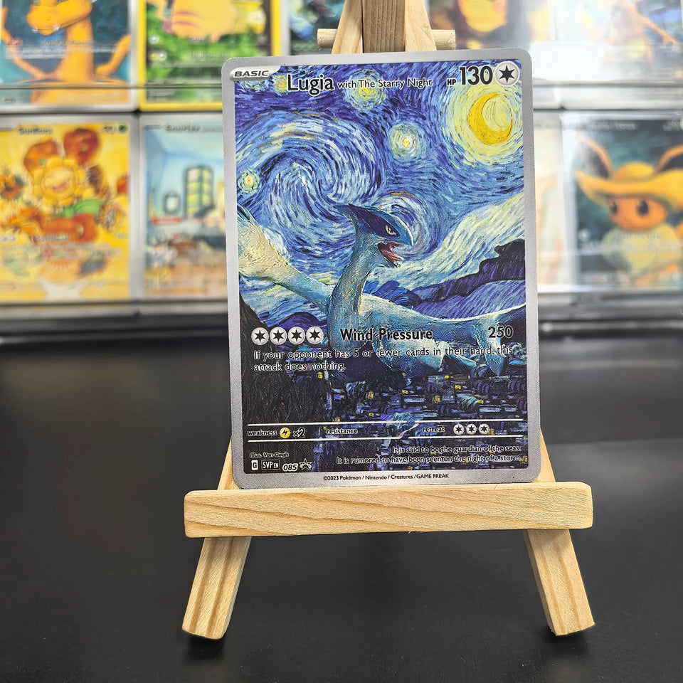 Van Gogh Museum Pokemon Cards PTCG Anime Pikachu Mew Charizard Eevee RARE Self Made Single Cards Classic Game Anime Cards Gift