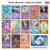 2PCS PTCG Credit Card Stickers Anti-degaussing Pocket Monsters Mew Series VISA Card for Bus Bank Debit Card Anime Boy Toys 14+y
