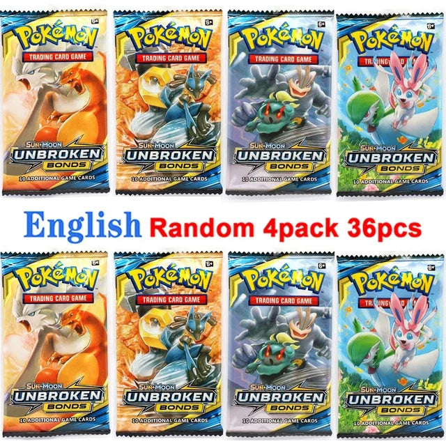 4 Pack Pokemon Cards 151 Team up Sun & Moon Thunder English Trading Card Game Evolutions Booster Collectible Kids Toys Gifts
