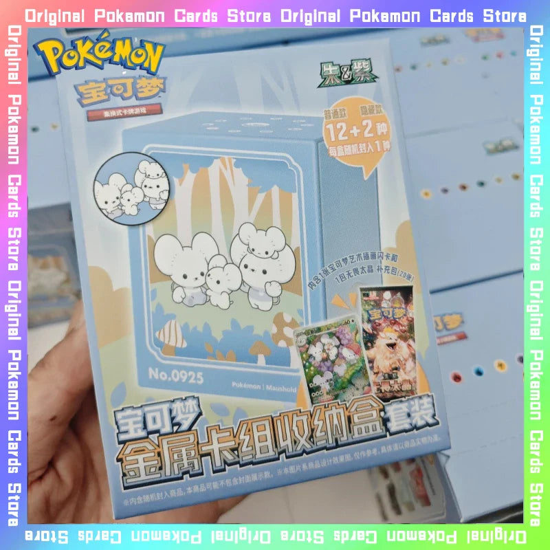 100%Original Pokemon PTCG Scarlet&Violet Metal Card Storage Box Collected 151 Trading Simplified Chinese Collectible Toy Gifts