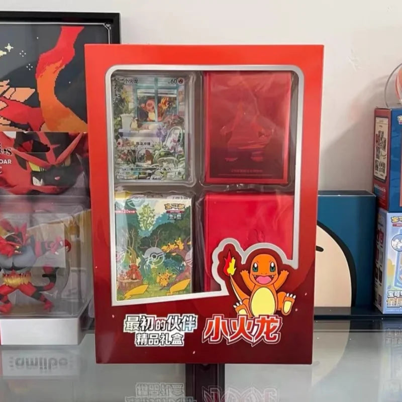 100% Original Pokes Trading Cards Ptcg First Partner Gift Box Charmander Squirtle Bulbasaur Card Simplified Chinese Version