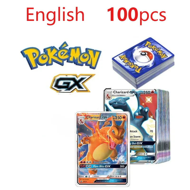 100Pcs New English French Spanish Pokemon Cards V GX VMAX TAG TEAM Game Battle Shining Card Collection Card Toys Gifts