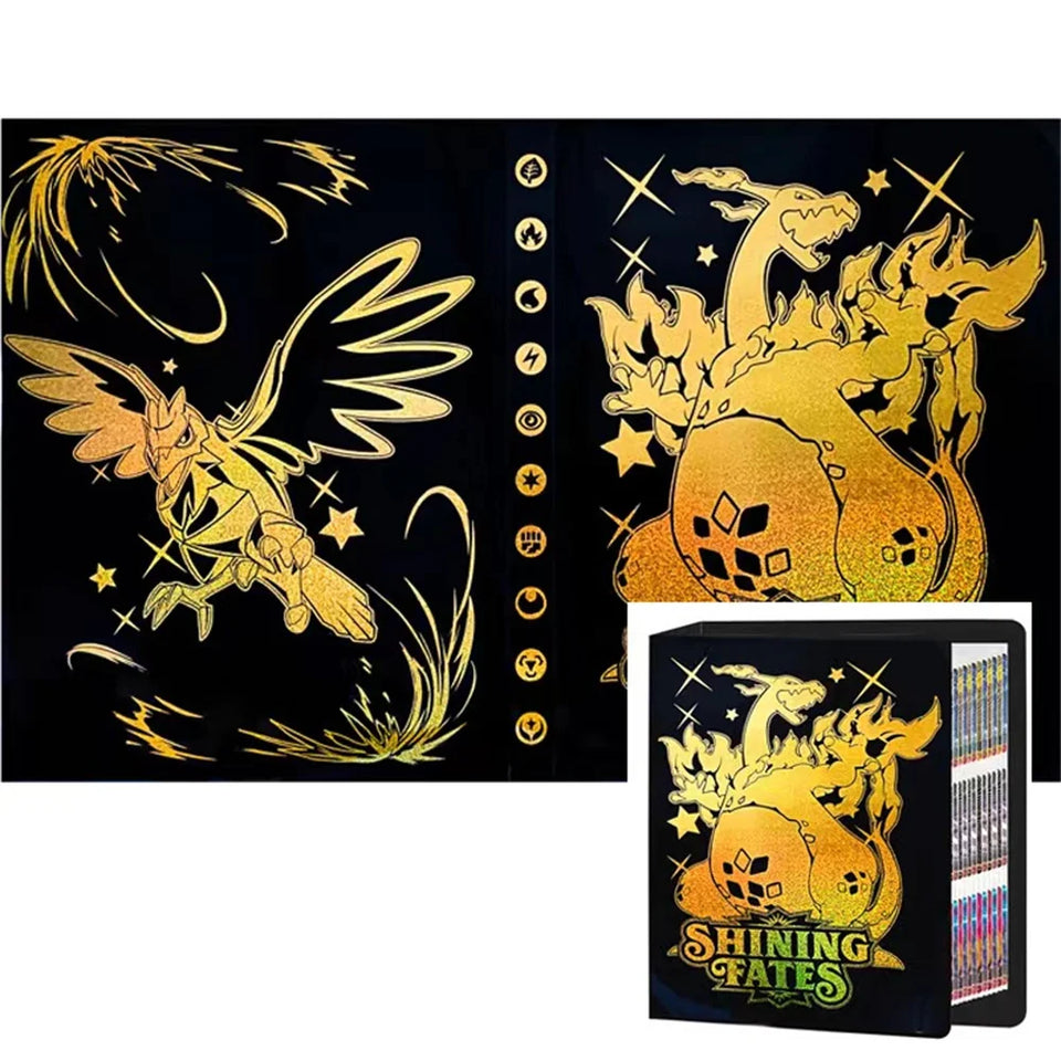 Cartoon Album 240/540Pcs Card Book Protector Charizard Map Letters Holder Binder Cartoon VMAX GX EX Game Cards Collection Folder