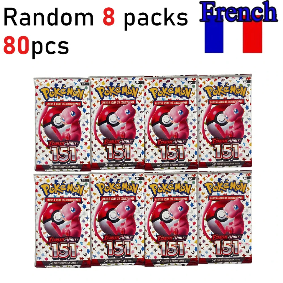 (French Version)360Pcs Pokémon Scarlet & Violet 151 Prismatic Evolutions Booster Packs Battle Trading Game Cards Children Gift