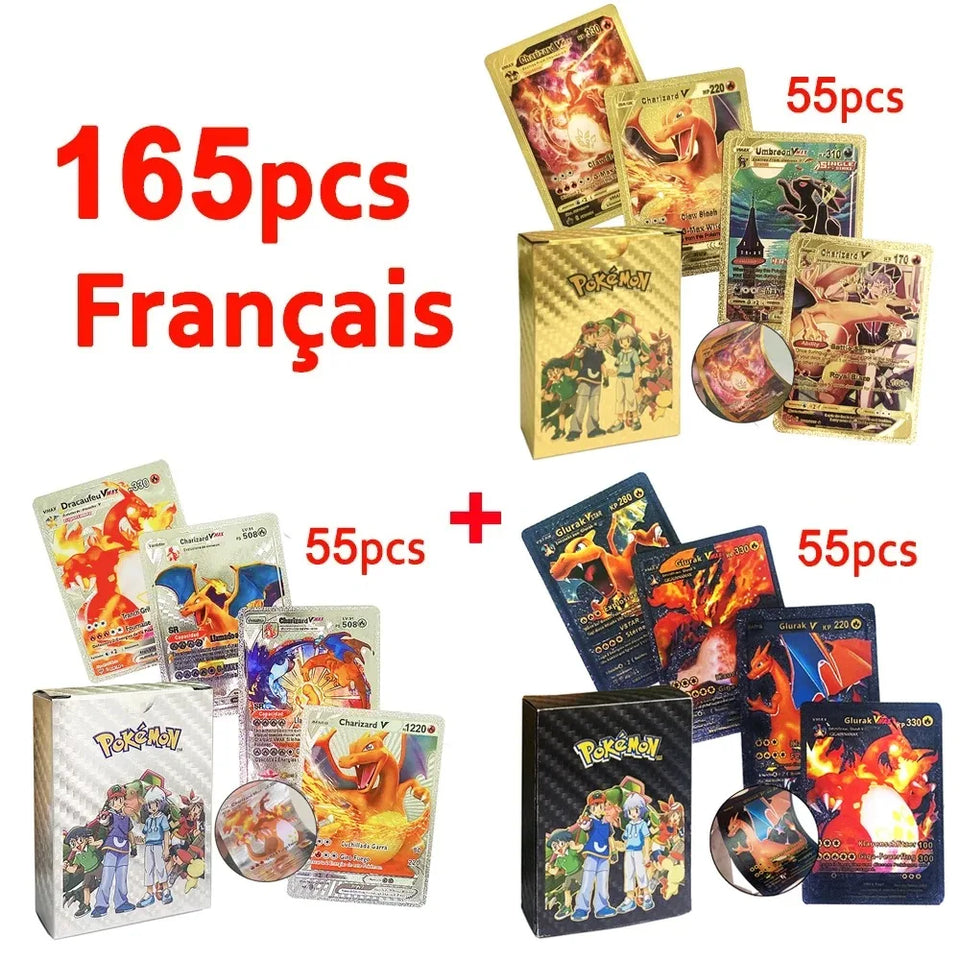 Pokemon Cards Vmax GX Gold Foil Flash Card English Spanish Colorful Pikachu Charizard French German Game Battle Collection Cards