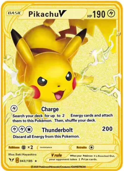 Pokemon English Metal Card Anime Pikachu Charizard Mewtwo Blastoise  Vmax Shiny Letters Game Collection Card Kids Toy Gifts
