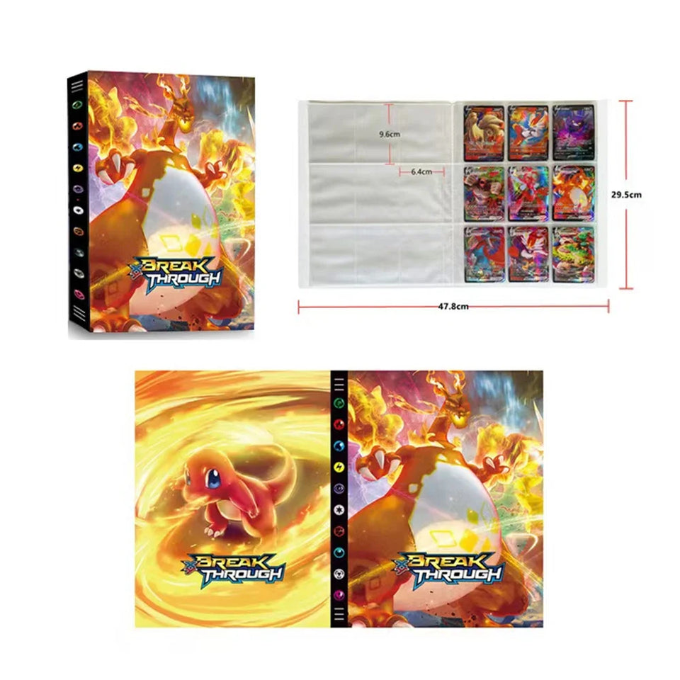 Cartoon Album 240/540Pcs Card Book Protector Charizard Map Letters Holder Binder Cartoon VMAX GX EX Game Cards Collection Folder